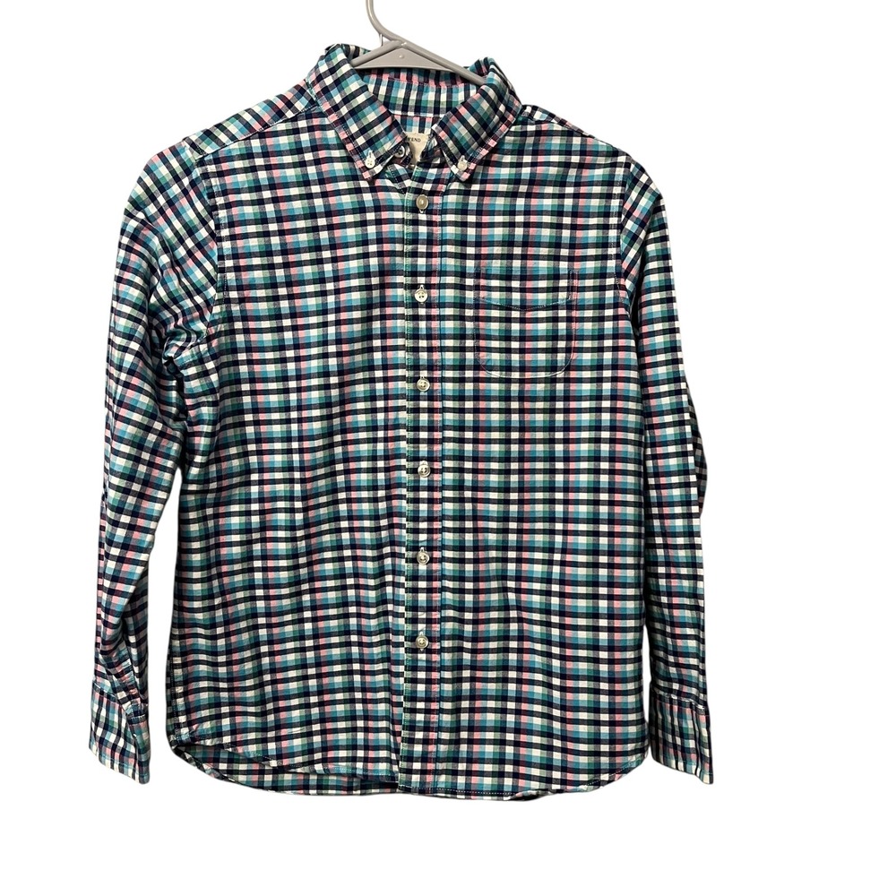 Lands End Boys Gingham‎ Button Down Shirt Long Sleeve Plaid Preppy Size Medium